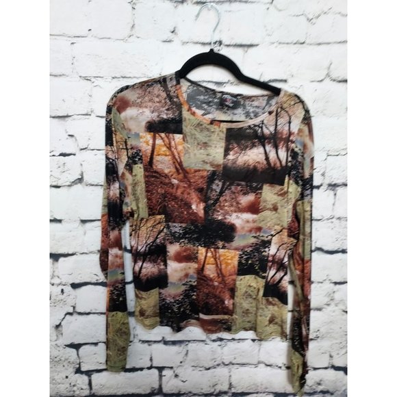Vintage The Collection Womens Sheer Long Sleeve Top, All over Print, Size 2X - Picture 1 of 4